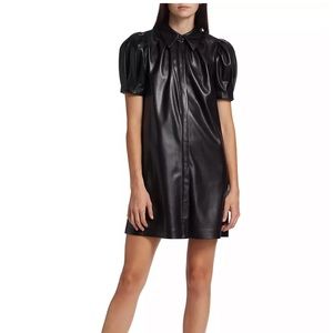 Alice + Olivia Black Faux Leather Shirt Dress. Size S